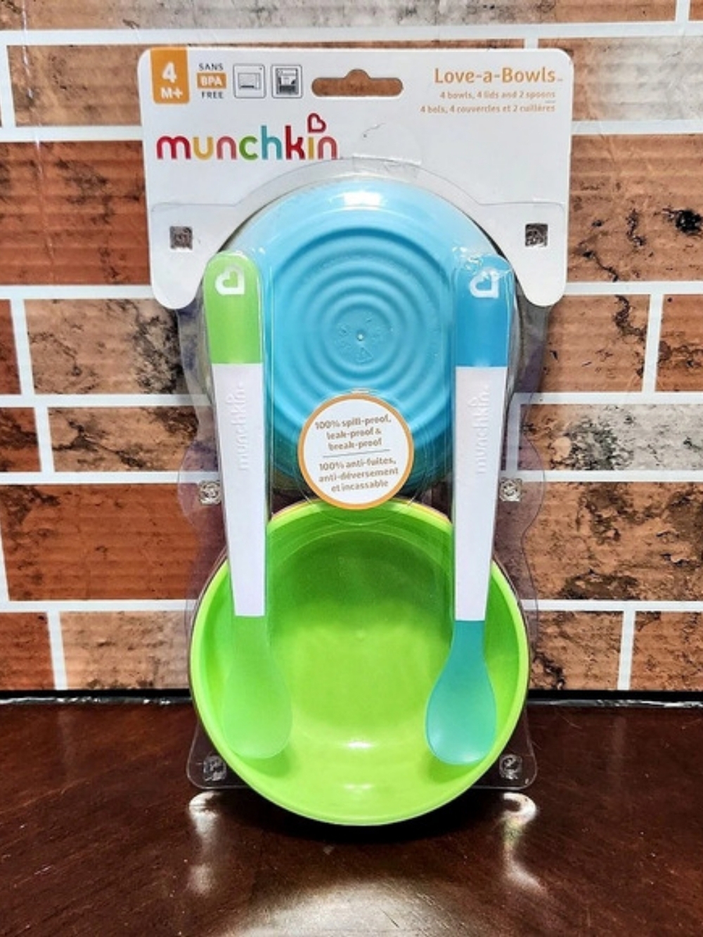 munchkin Love-a-Bowls Bowl & Spoon Set Blue Green NWT
